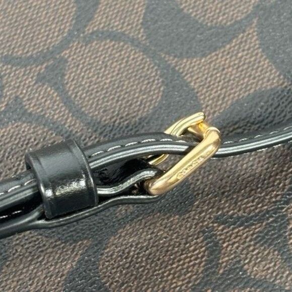 Coach Mini Rowan File Bag Crossbody Purse Signature Canvas Brown Black CF340 - Picture 16 of 16